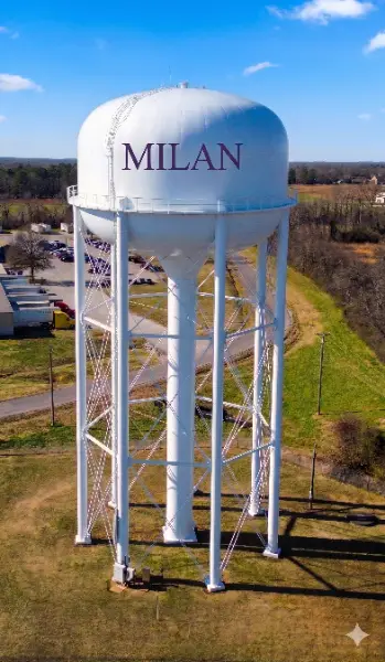 water tower supplying homes in Milan, Tn.