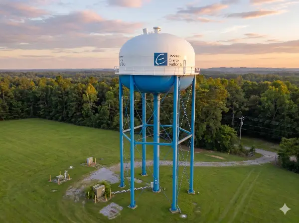 Water tower supplying homes in Jackson, TN.
