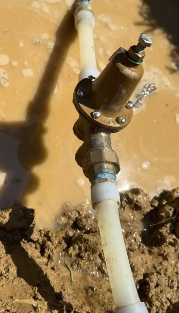 Pressure reducing valve installed on a residential water service line